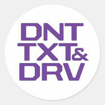 DNT TXT & DRV ROUND STICKER