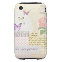 Do what you love - Girly Pink & Cream collage iPhone 3 Tough Cover