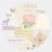 Do what you love - Girly Pink & Cream collage Round Stickers