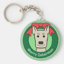 Doberman Christmas Keychains