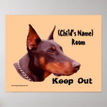 Doberman Keep Out Kids Room Personalised Poster