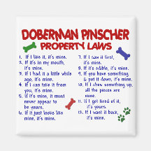 DOBERMAN PINSCHER Property Laws 2 Refrigerator Magnets
