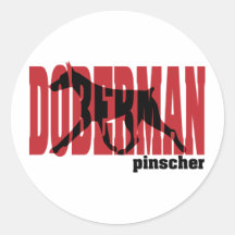 Doberman Silhouette, moving Round Sticker