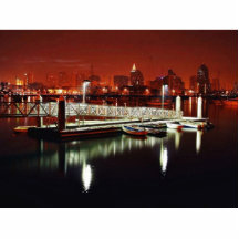 Docks Boats Night Skyline Photo Cut Outs