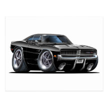 Dodge Charger Black Car Post Cards