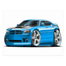 Dodge Charger Super Bee Blue Car Post Cards
