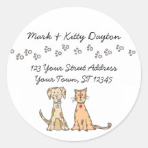 Dog and Cat Paws Address Labels Sticker