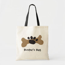 Dog Bone & Paw Print Tote Bags