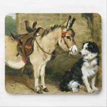 Dog & Donkey Animal Friends - Vintage Art by Emms Mouse Pad