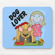 Dog Lover Blonde Girl T-shirts and Gifts Mousepad