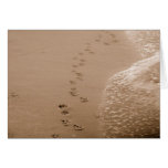 Dog Pawprints In The Sand Sympathy Card