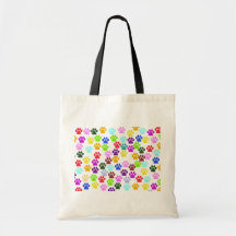 Dog Paws Trails Pawprints Red Blue Green Yellow Tote Bags