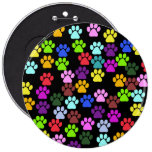 Dog Paws Trails Pawprints Red Blue Green Yellow Buttons