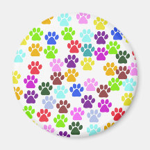 Dog Paws Trails Pawprints Red Blue Green Yellow Fridge Magnet