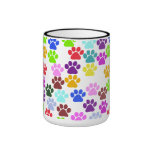 Dog Paws Trails Pawprints Red Blue Green Yellow Mugs