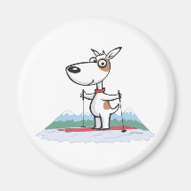 Dog Skiing Refrigerator Magnets