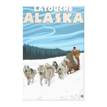Dog Sledding Scene - Latouche, Alaska Canvas Prints