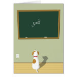 Dog staring at the bone drawing on chalkboard cards