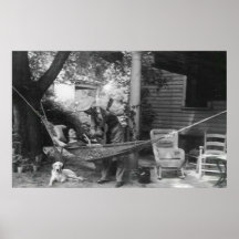 Dog under hammock print