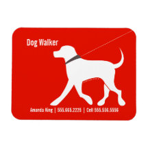 Dog Walker Pet Business Lab Modern Red Rectangle Magnets