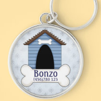 Doghouse in Blue Dog ID Tag keychains