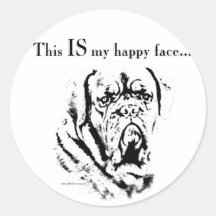 Dogue Happy Face Round Sticker