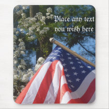Dogwoods and american flag  mouse pad