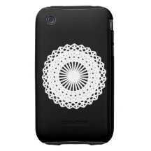 Doily. White lace circle design. On Black. iPhone 3 Tough Case