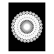 Doily. White lace circle image. Post Card