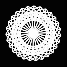 Doily. White lace circle. On Black. Cut Outs