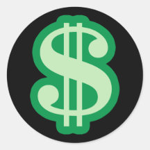Dollar Sign Round Sticker