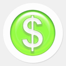 dollar  sign round stickers