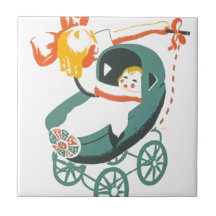 Dolly & Buggy Parade WPA Poster Ceramic Tile