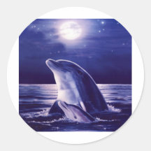 Dolphin and Baby Round Sticker
