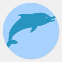 Dolphin Marine Mammals Fish Ocean Blue Animal Round Sticker