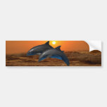Dolphins at sunset bumper stickers