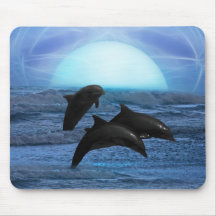 Dolphins playing at moonlight mousepads