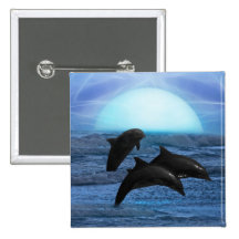 Dolphins playing at moonlight pins