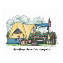 Dome Tent Camper Camping Post Cards