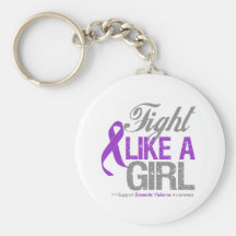 Domestic Violence Ribbon - Fight Like a Girl Key Chains