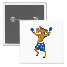 Donkey Jackass Boxer Victory Democrat Pinback Buttons