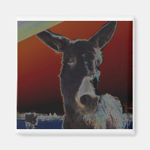 Donkey on Dark Red Refrigerator Magnet
