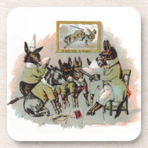 Donkey School Antique Illustration Beverage Coasters