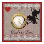 Don't be Late Alice in Wonderland Birthday Party Personalized Invite