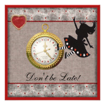 Don't be Late Alice in Wonderland Birthday Party Personalized Invite