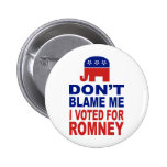 Don't Blame Me I Voted For Romney Pin