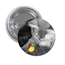 'Don't Feed the Cat' Rubber Duck Button (small)