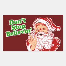 Don't Stop Believing In Santa Rectangular Stickers