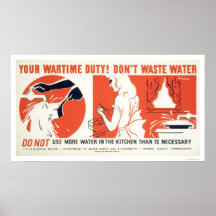 Don't Waste Water Kitchen WPA Posters