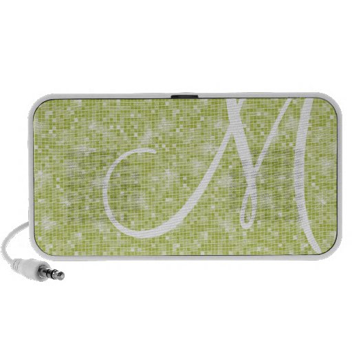 Doodle Speaker - Monogram Green Glitter Disco Ball